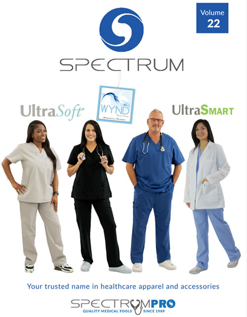 This catalog features the following types of uniforms:  COVID-19 Antimicrobial Lab Coats,
COVID-19 Antimicrobial Scrubs, Face Masks, Safety Glasses, Thermometers, Scrub Tops, Scrub Pants, Lab Coats, Scrub Jackets, Scrub Caps, Stethoscopes, First-Aid & Safety, Bags, & Organizers